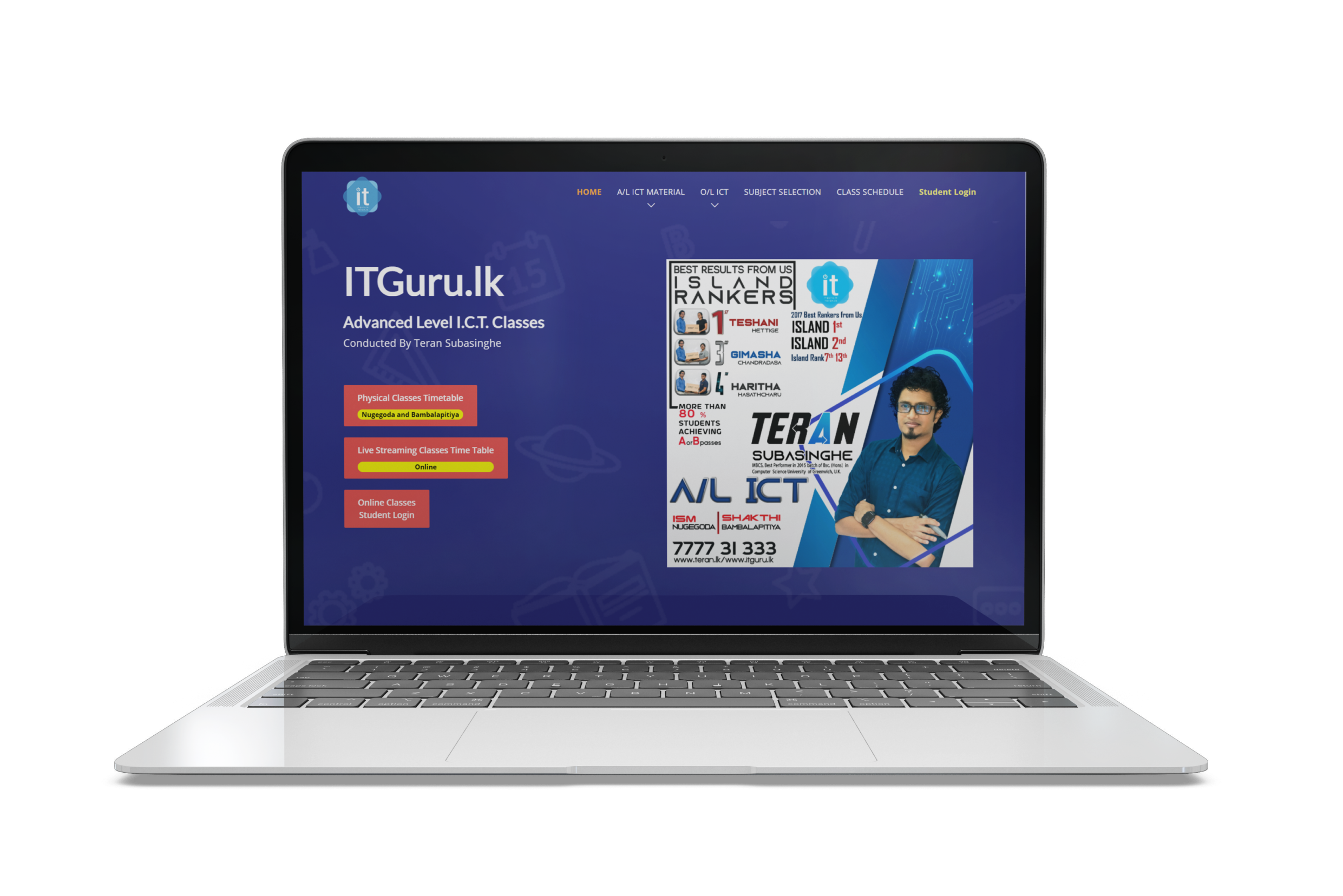 itguru Official website on a laptop mockup | Teran Subasinghe